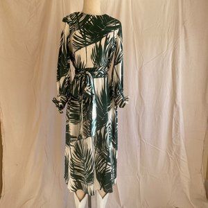 Palm print long sleeve dress